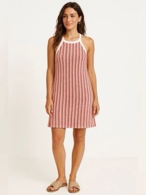 C&C California Pink Striped Halter Knit Mini Dress